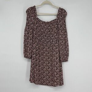 Maje Ranael Floral Print Smocked Mini Dress Black Pink Viscose Size 1 S